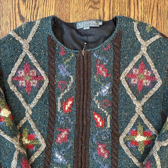 Vintage 90s Zip Up Wool Cardigan Sweater - Picture 2 of 11